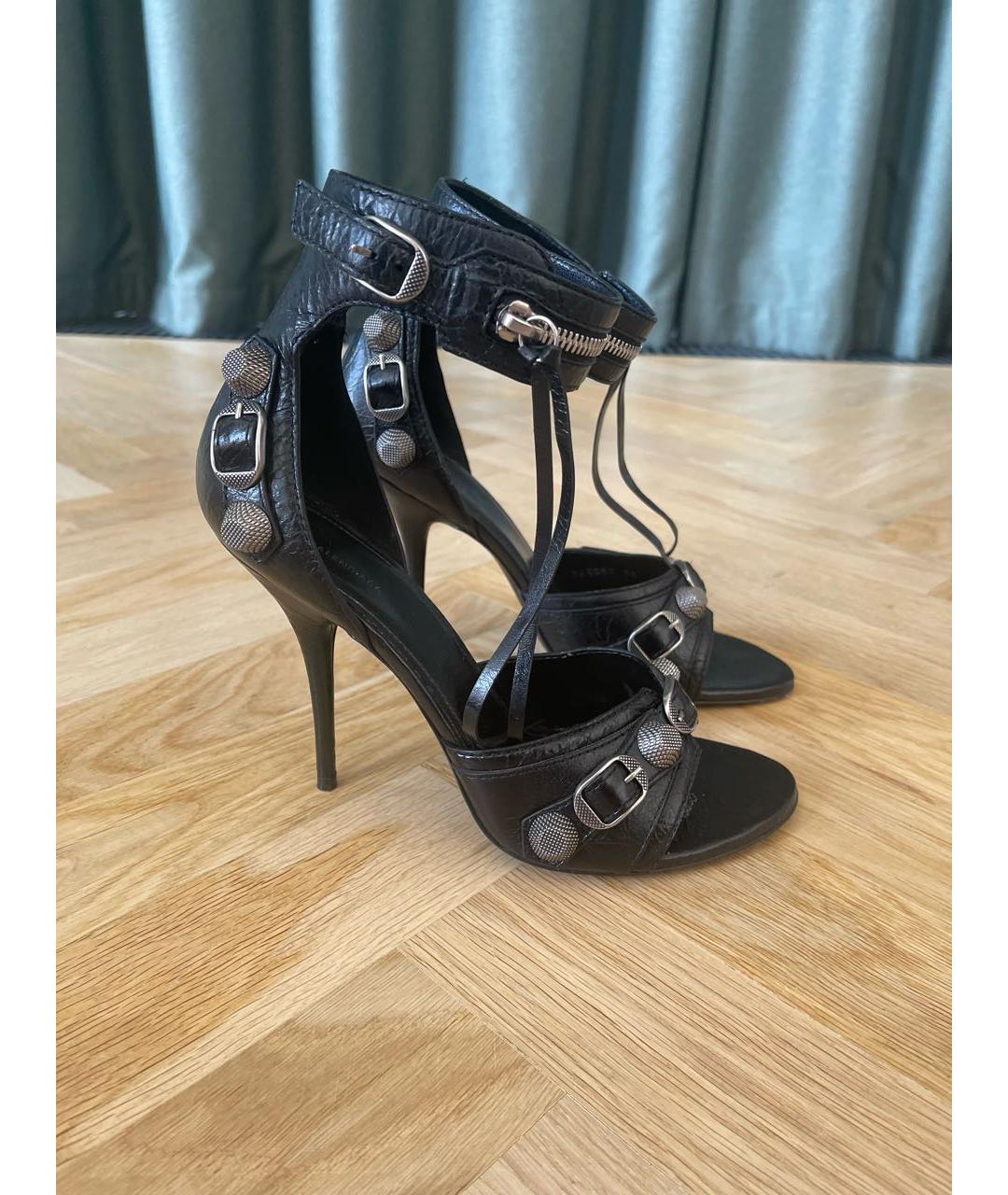 BALENCIAGA Черные кожаные босоножки, фото 8