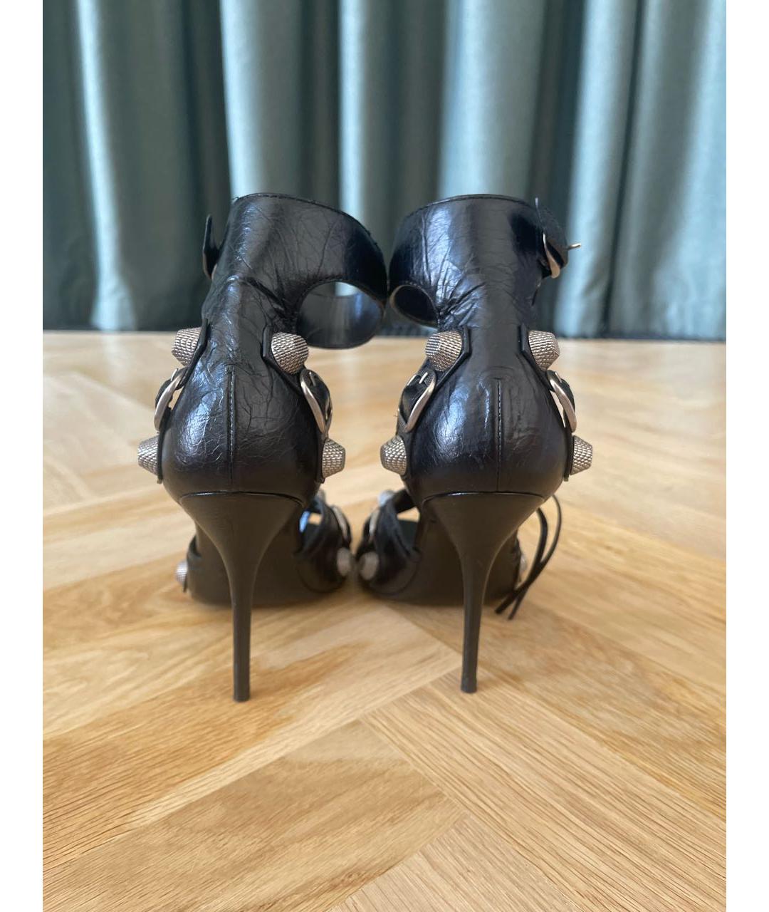 BALENCIAGA Черные кожаные босоножки, фото 4