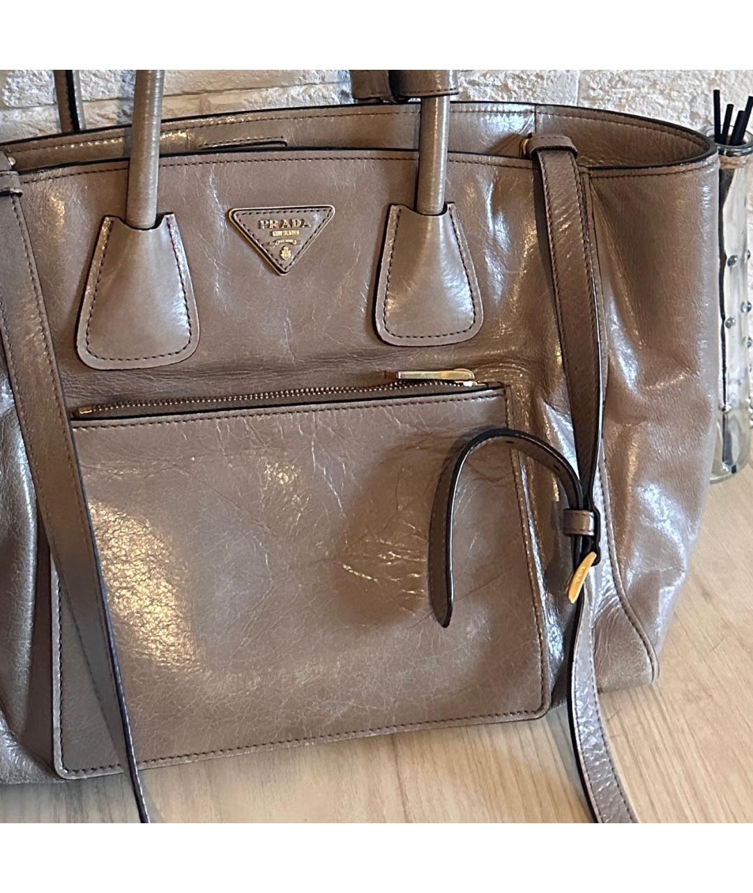 PRADA Бежевая кожаная сумка через плечо, фото 4