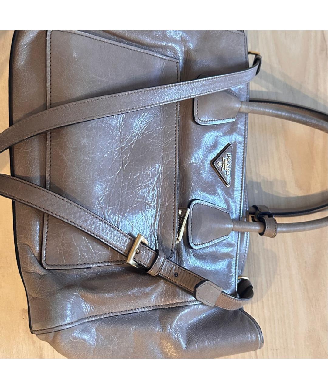PRADA Бежевая кожаная сумка через плечо, фото 3