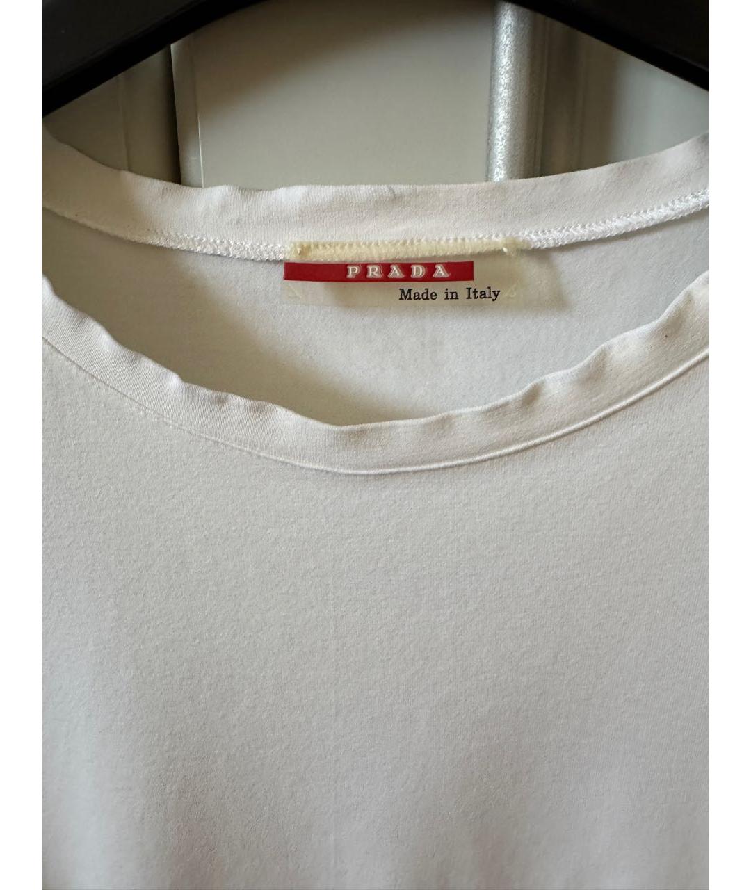 PRADA Белая хлопко-эластановая футболка, фото 3