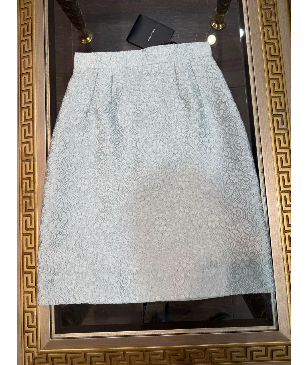 DOLCE&GABBANA Голубая полиэстеровая юбка мини, фото 6