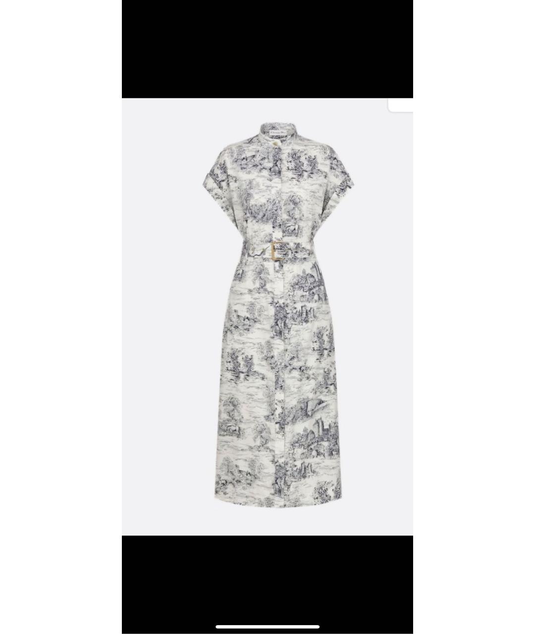 CHRISTIAN DIOR Белое хлопко-эластановое повседневное платье, фото 4
