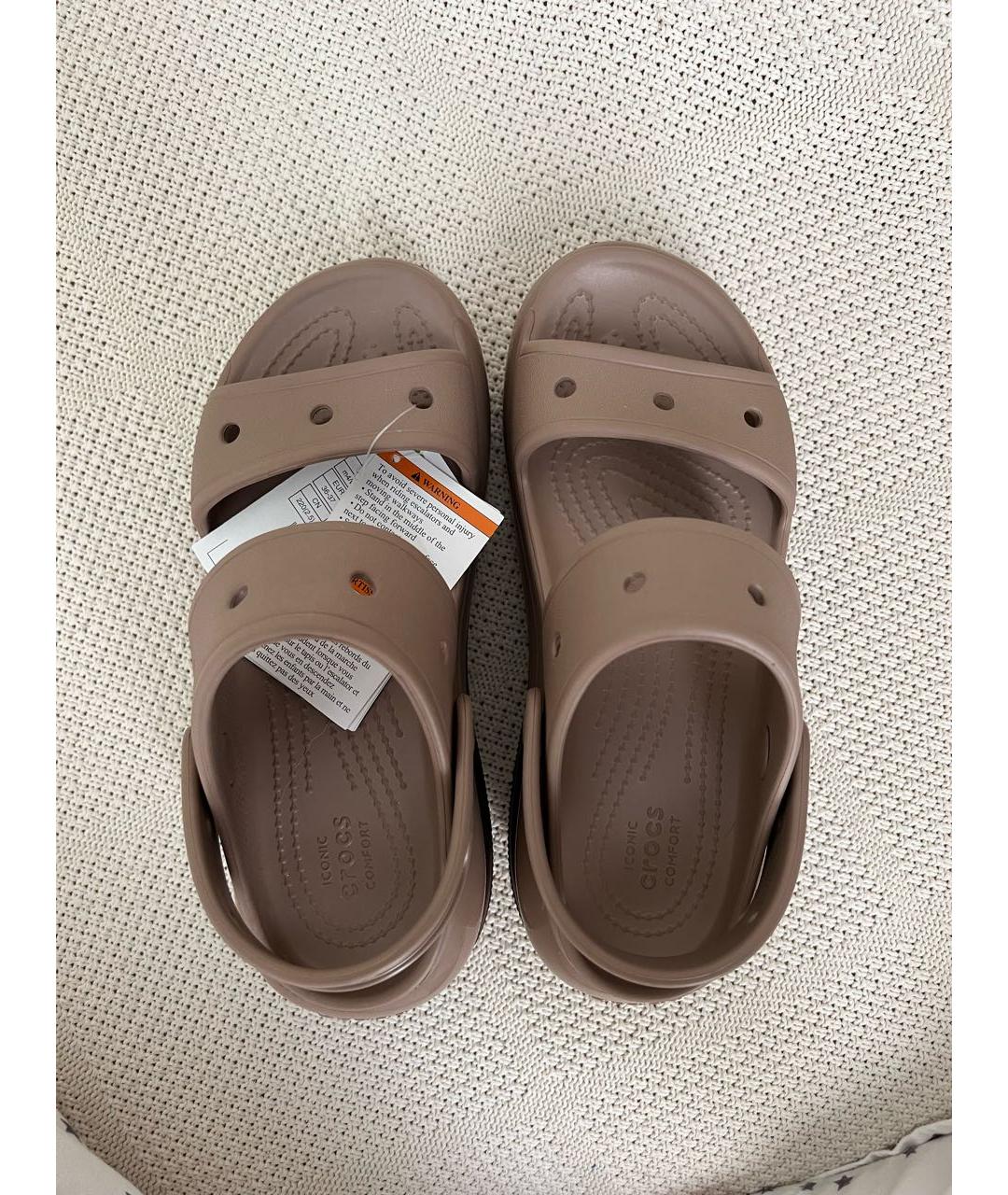 CROCS Коричневые резиновые сандалии, фото 3