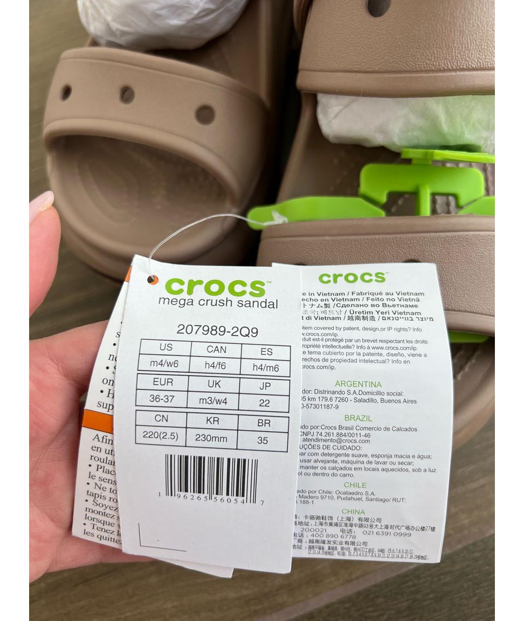 CROCS Коричневые резиновые сандалии, фото 6