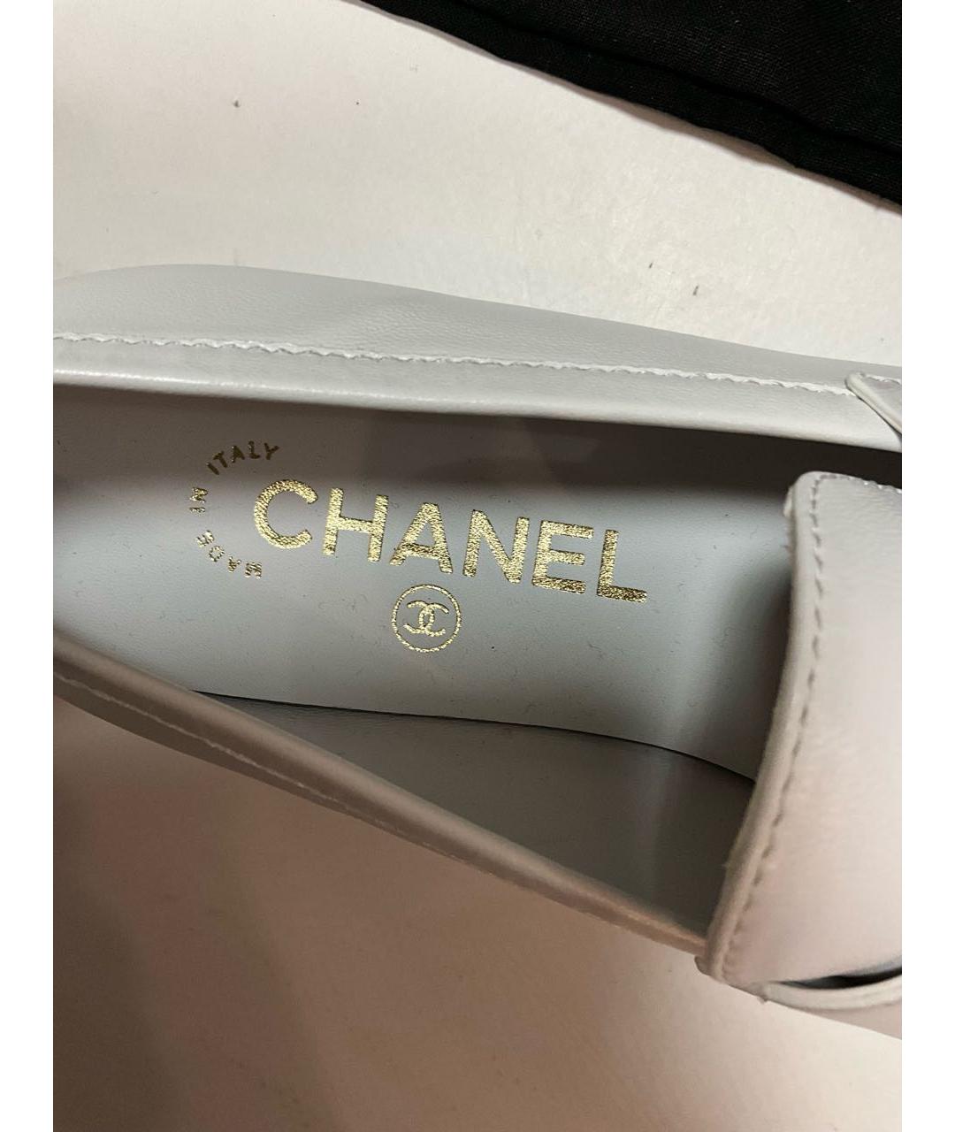 CHANEL Белые кожаные лоферы, фото 6