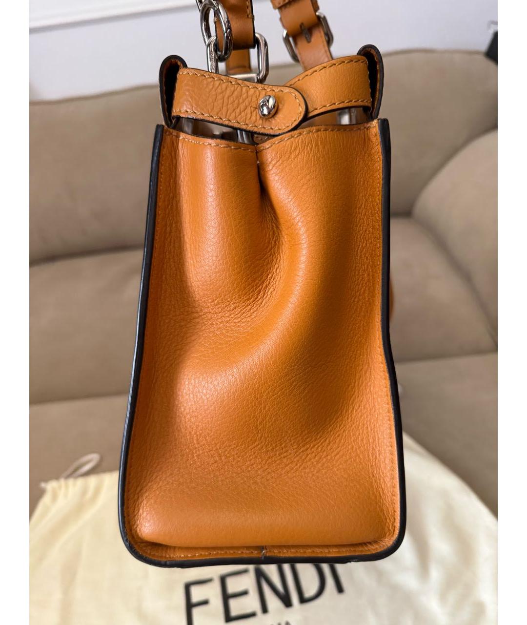 FENDI Оранжевая кожаная сумка тоут, фото 6