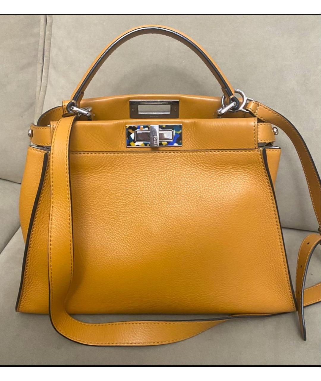 FENDI Оранжевая кожаная сумка тоут, фото 8