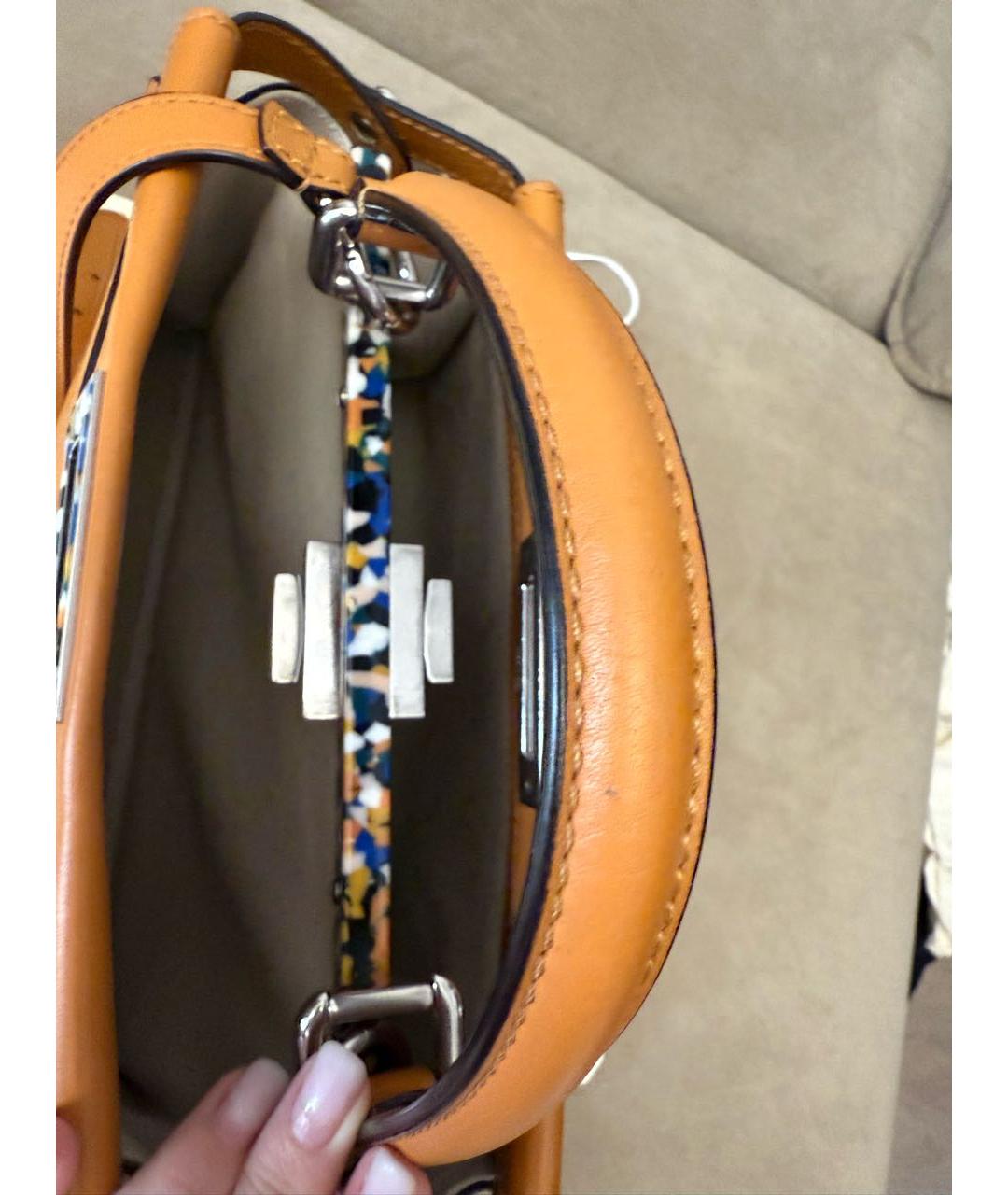 FENDI Оранжевая кожаная сумка тоут, фото 7