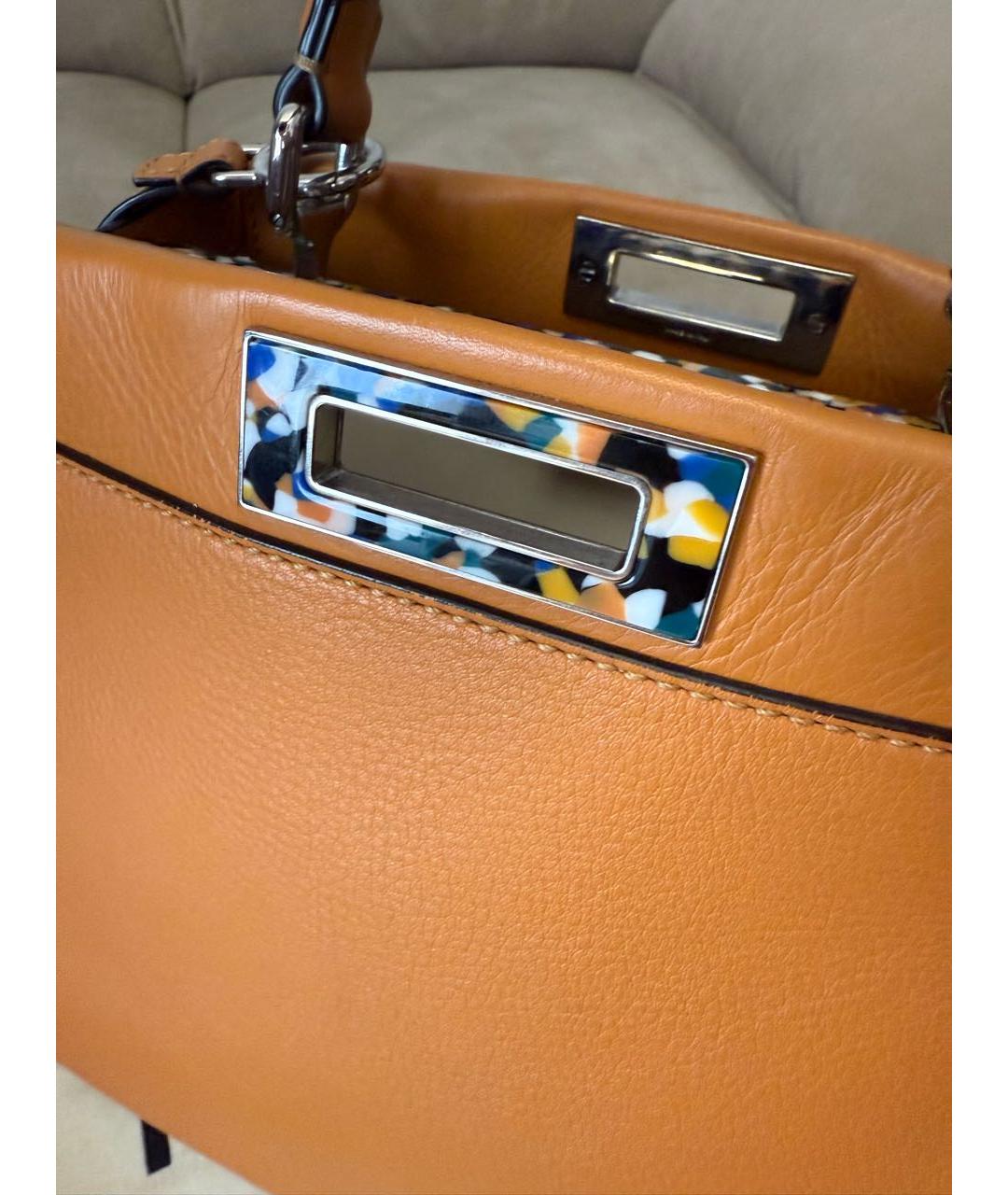 FENDI Оранжевая кожаная сумка тоут, фото 3
