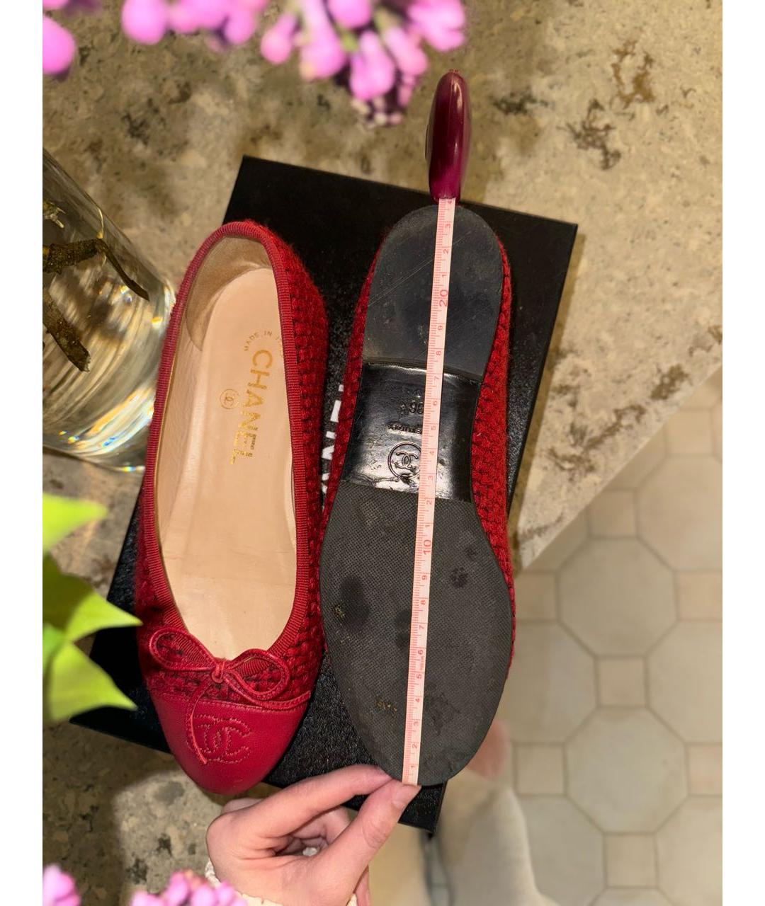 CHANEL Красные кожаные балетки, фото 4