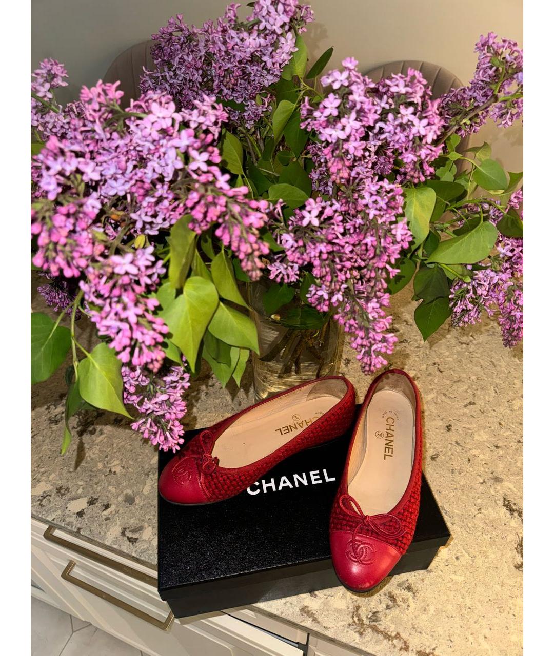 CHANEL Красные кожаные балетки, фото 3