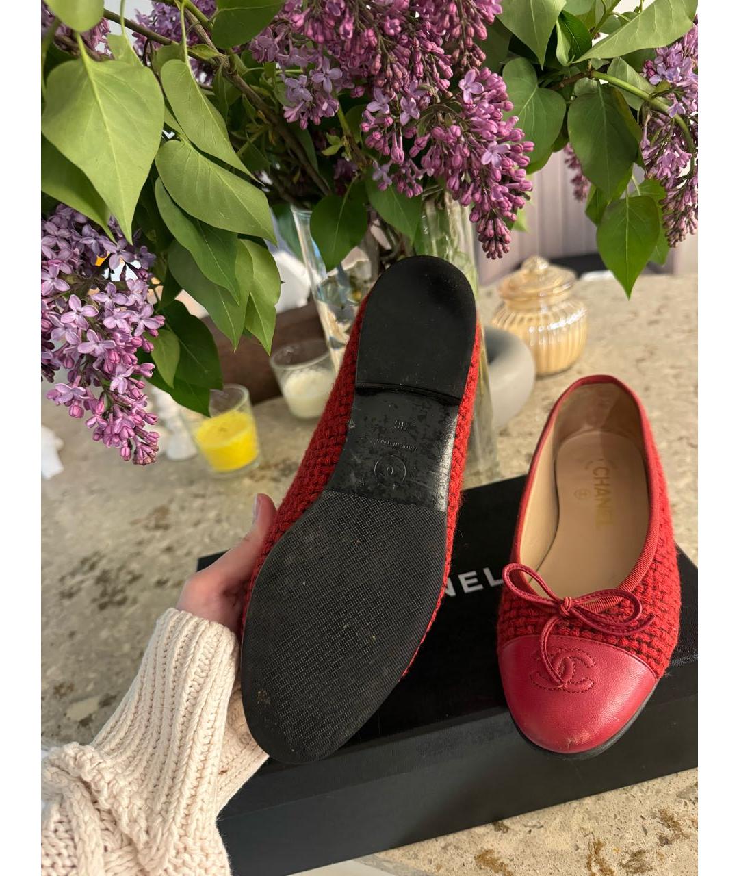 CHANEL Красные кожаные балетки, фото 5