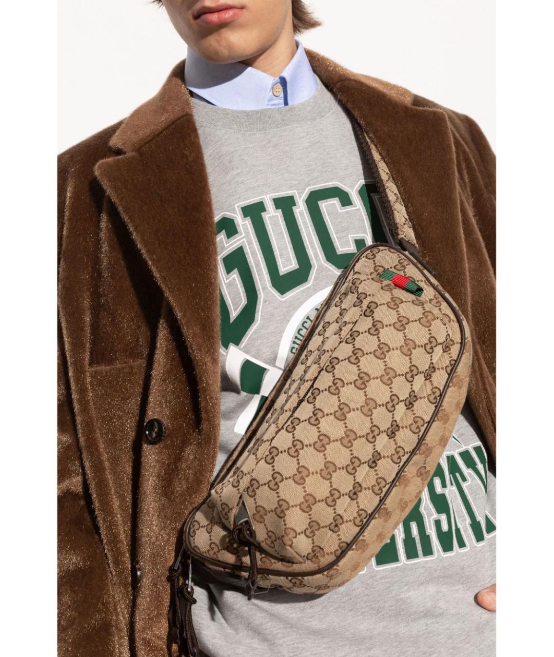 GUCCI Бежевая тканевая сумка на плечо, фото 6