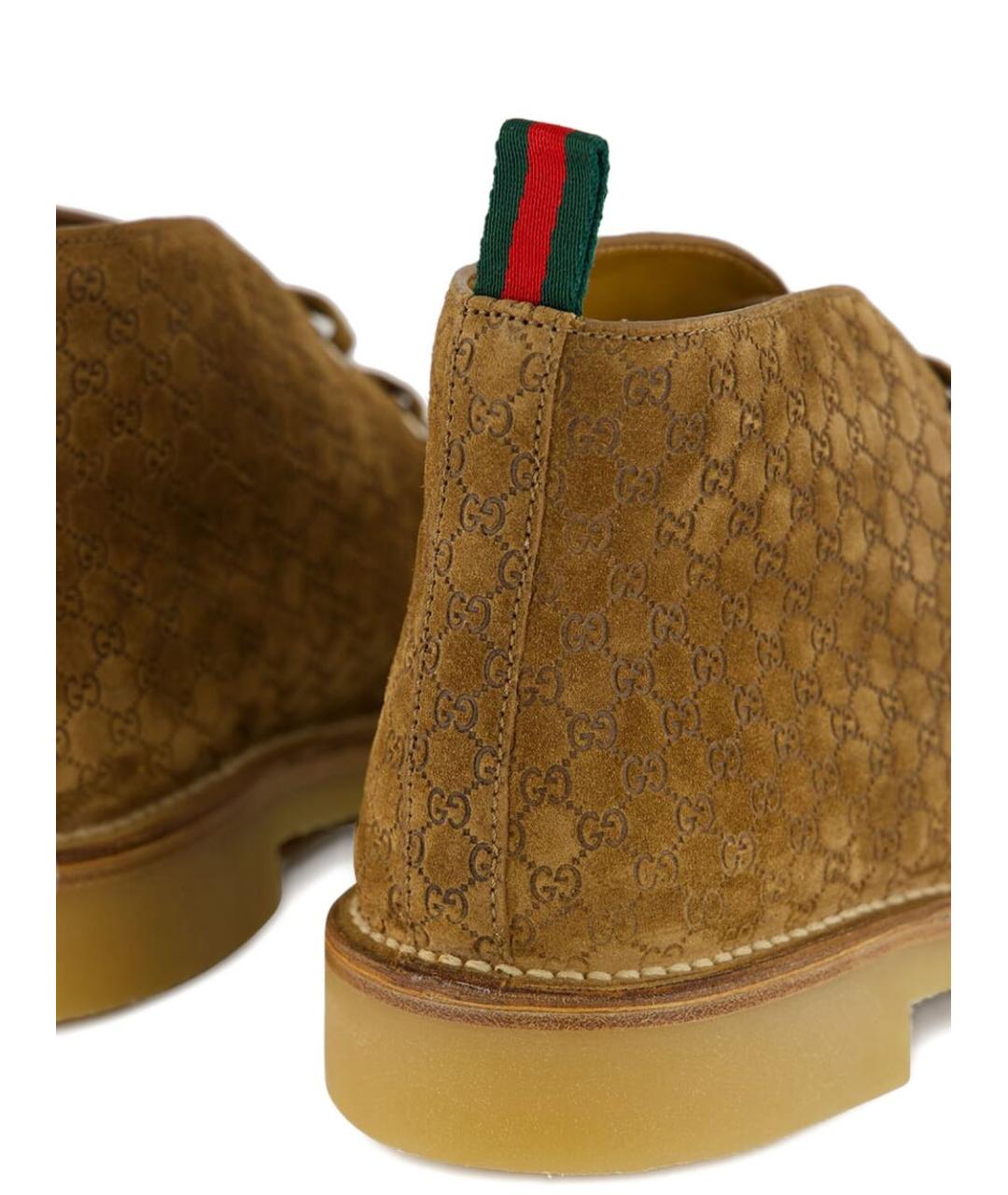 GUCCI Горчичные замшевые высокие ботинки, фото 3