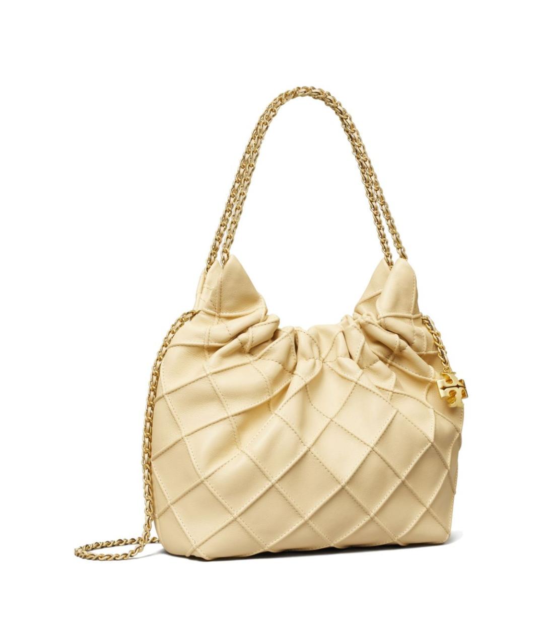 TORY BURCH Бежевая синтетическая сумка с короткими ручками, фото 3