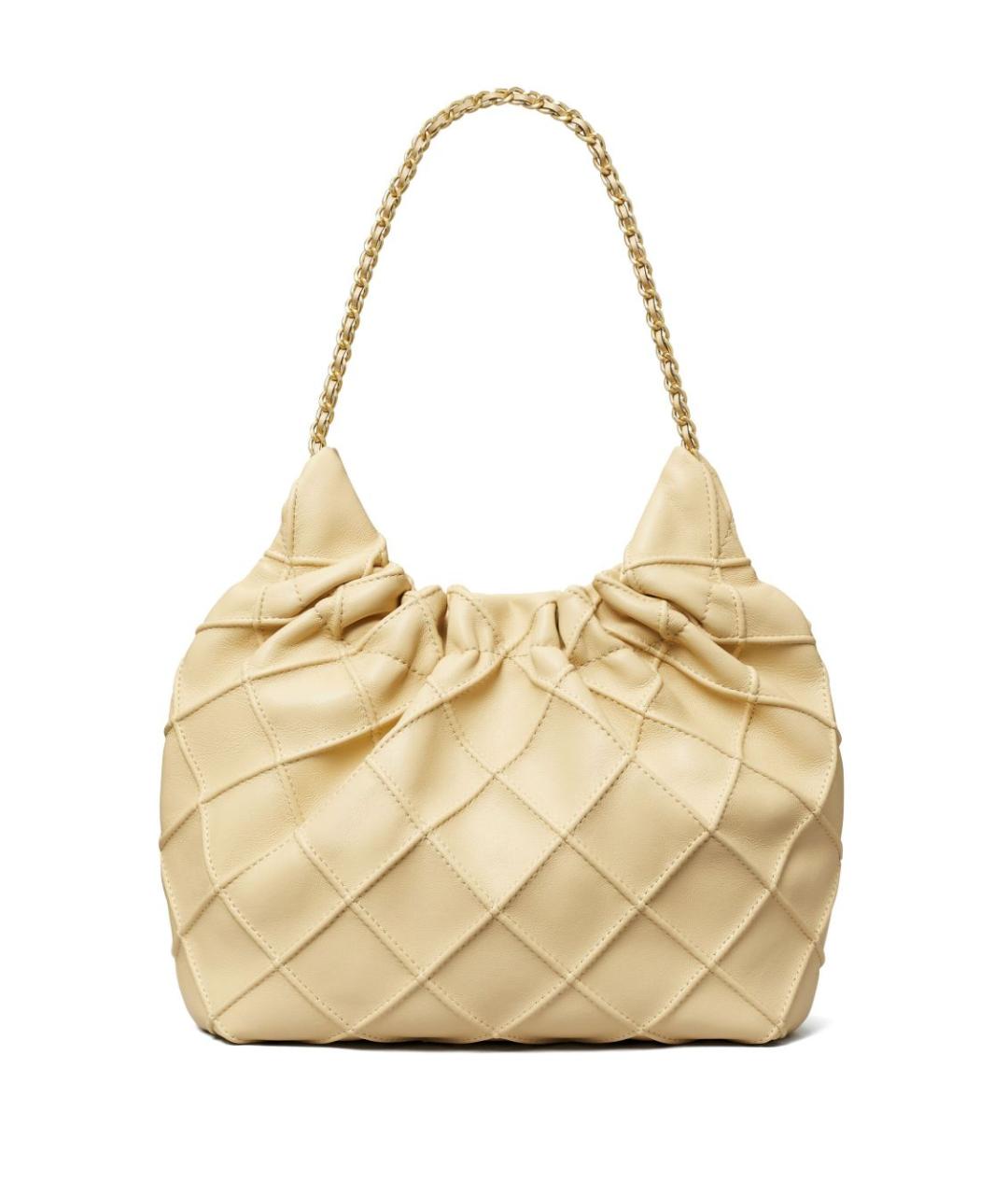 TORY BURCH Бежевая синтетическая сумка с короткими ручками, фото 1