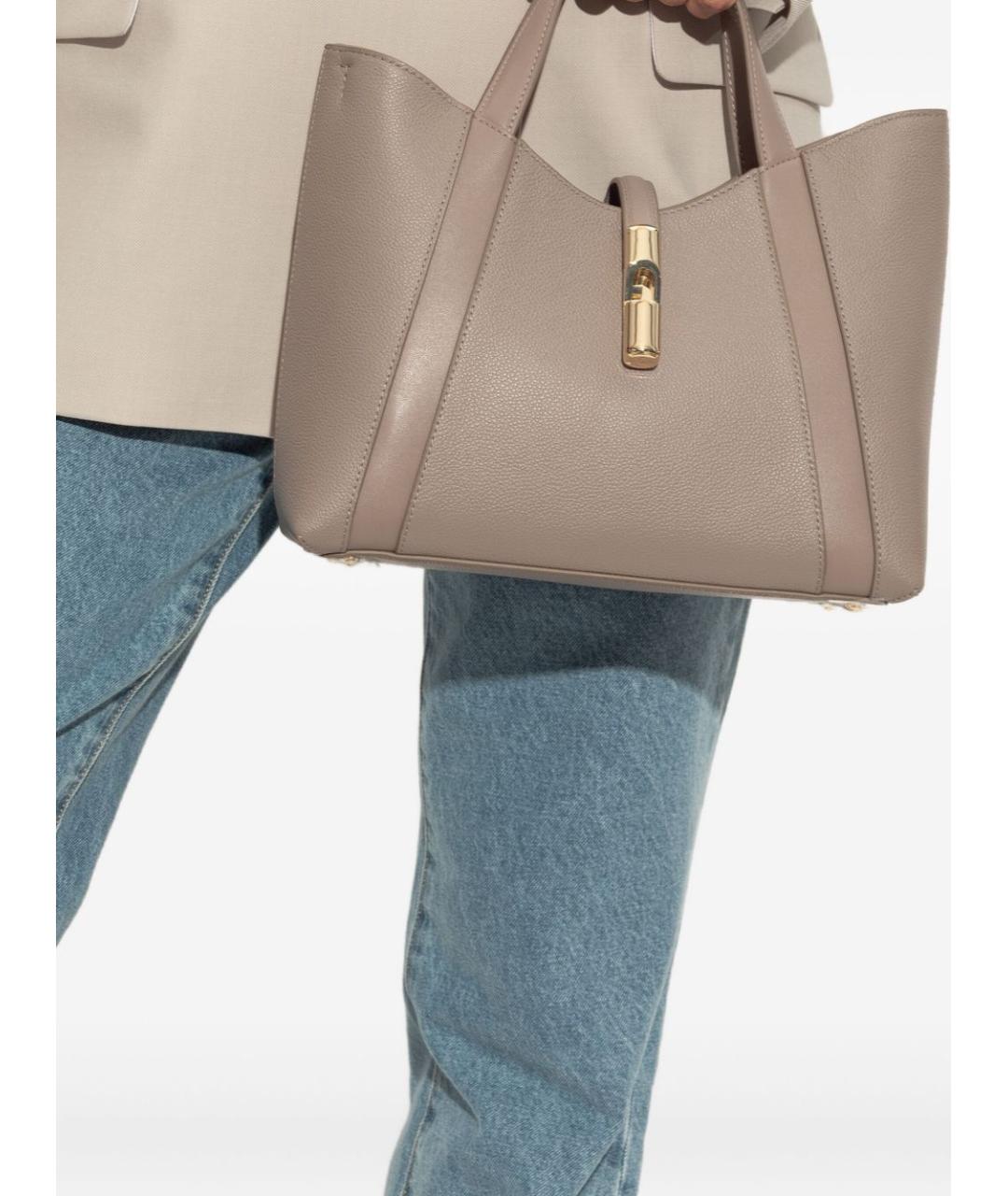 FURLA Бежевая кожаная сумка тоут, фото 3