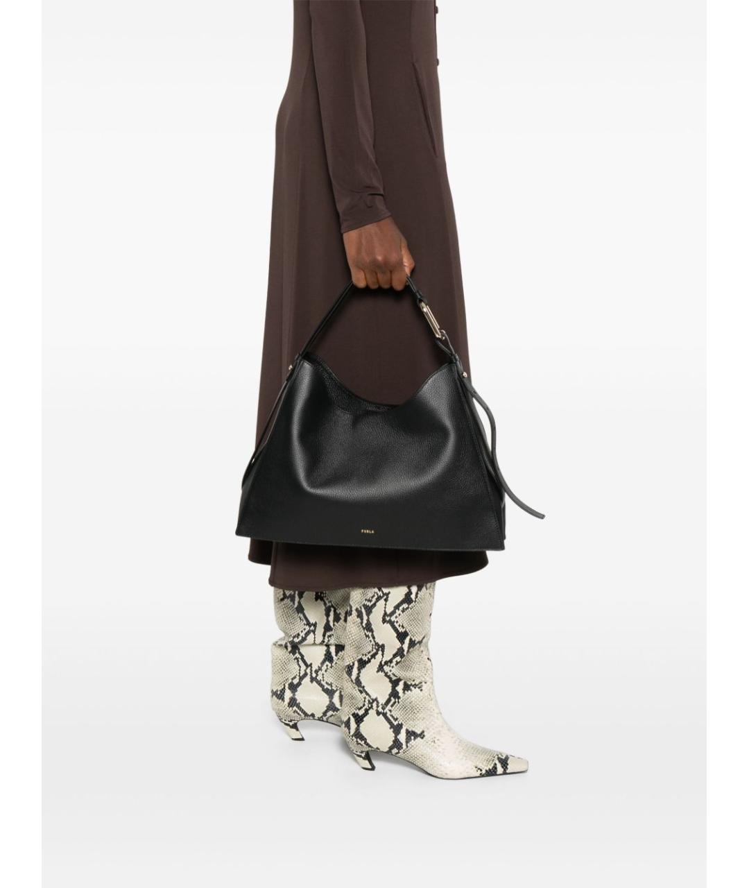 FURLA Черная кожаная сумка через плечо, фото 2
