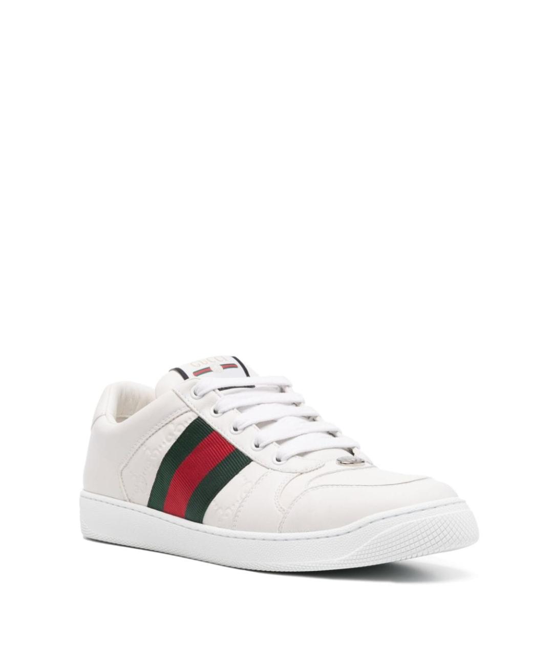 GUCCI Белые кожаные низкие кроссовки / кеды, фото 2
