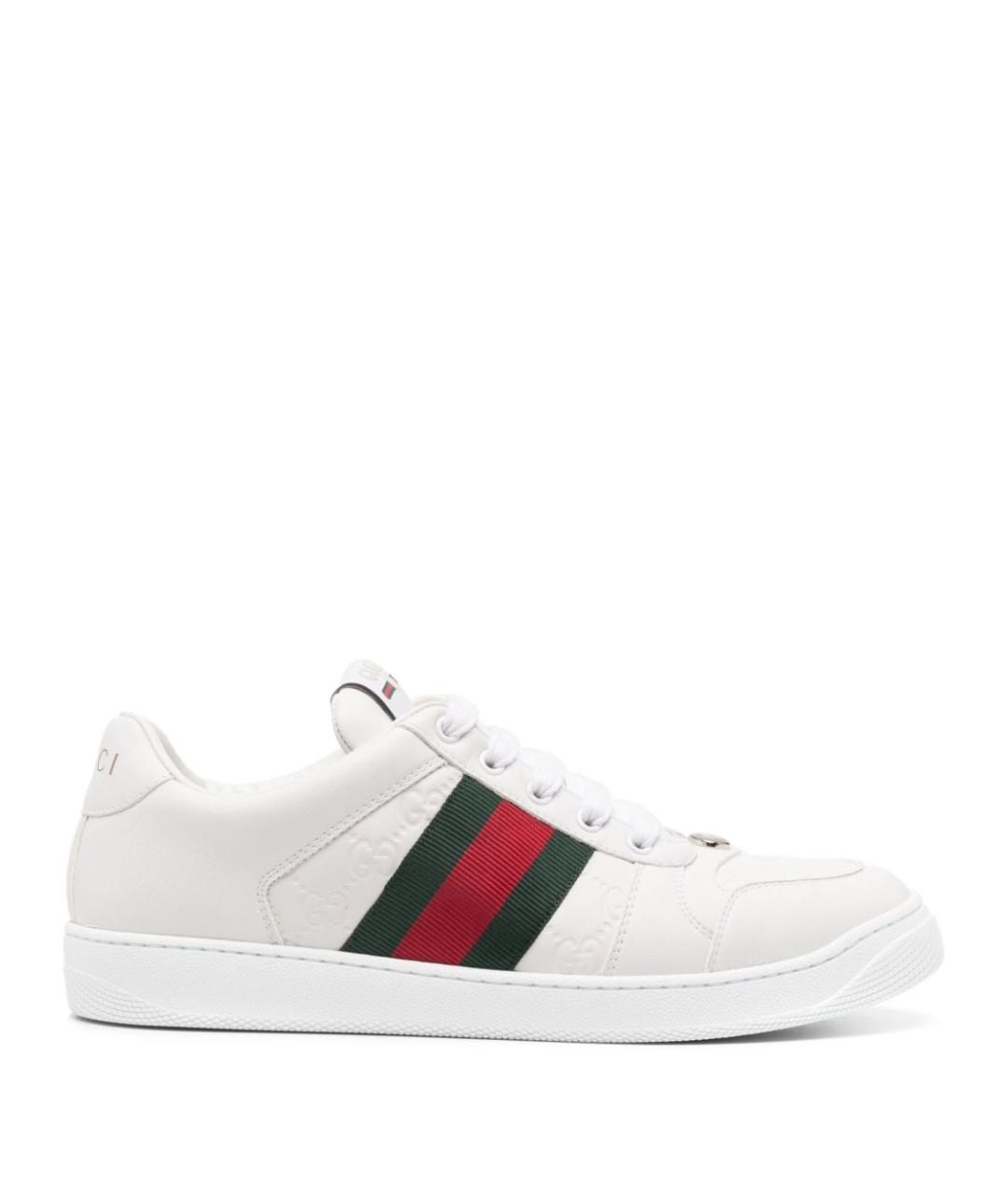 GUCCI Белые кожаные низкие кроссовки / кеды, фото 1