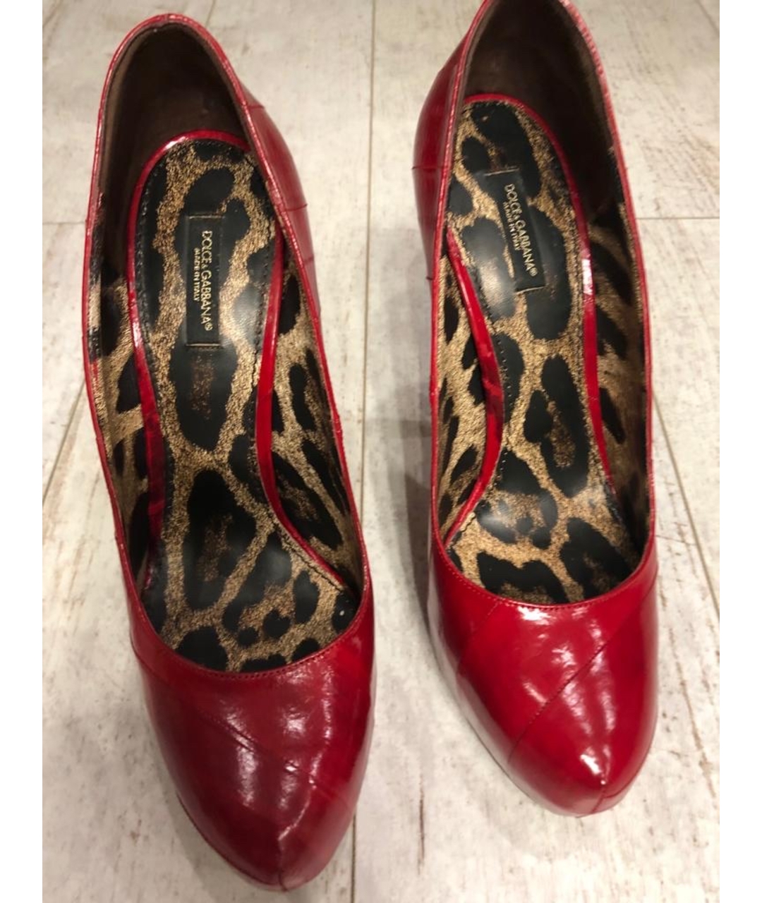 DOLCE&GABBANA Красные кожаные туфли, фото 2