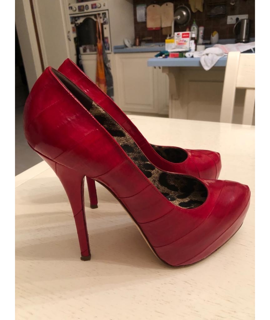 DOLCE&GABBANA Красные кожаные туфли, фото 5