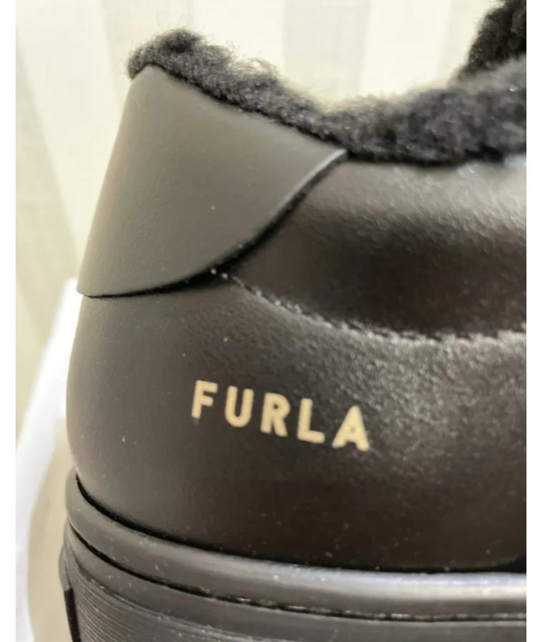 FURLA Черные кожаные кеды, фото 4