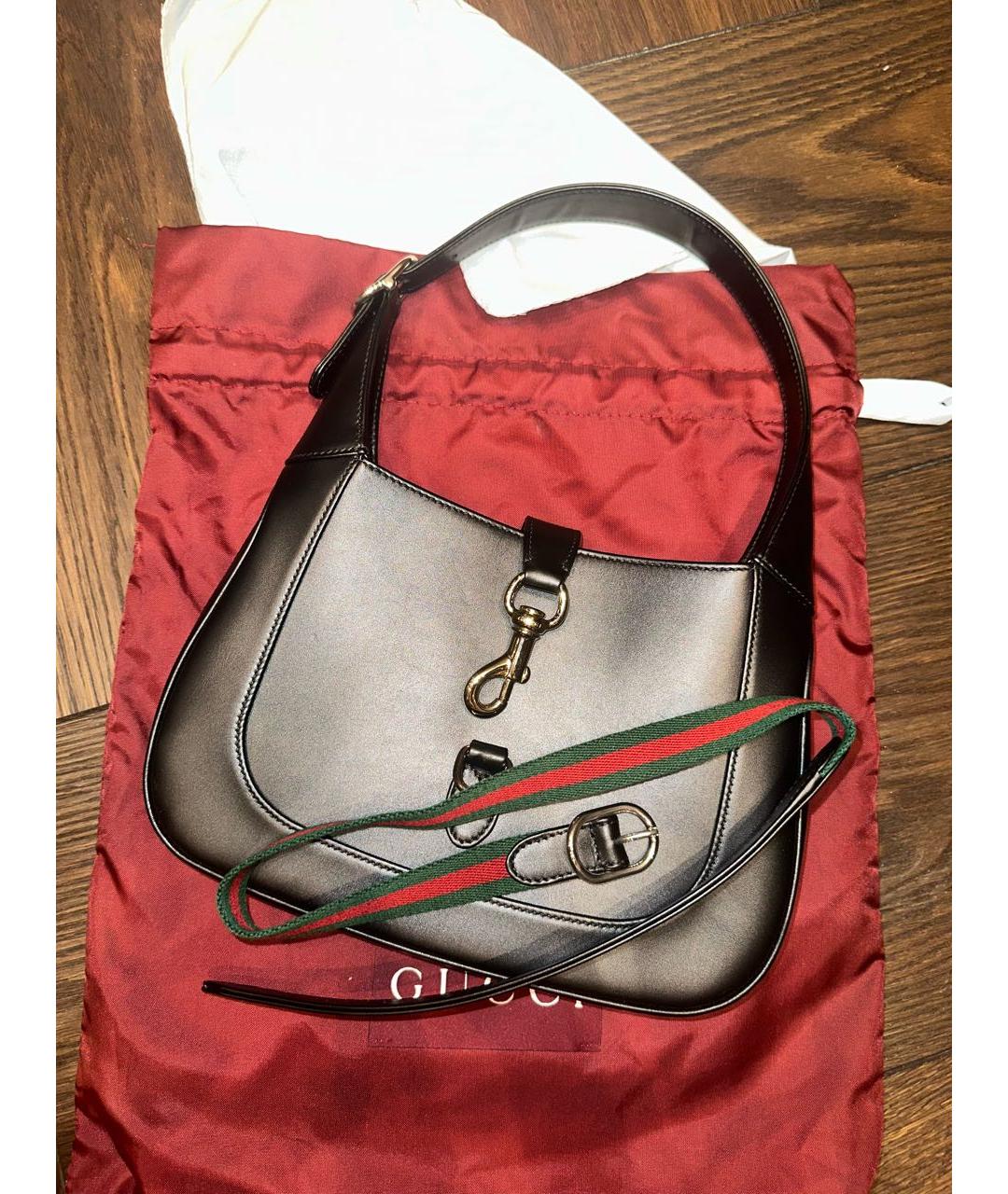 GUCCI Черная кожаная сумка с короткими ручками, фото 5