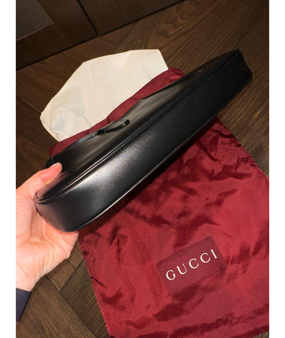 GUCCI Черная кожаная сумка с короткими ручками, фото 2