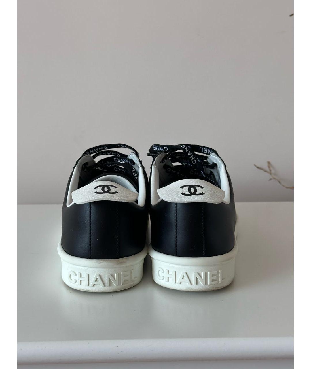 CHANEL Черные кожаные кеды, фото 4
