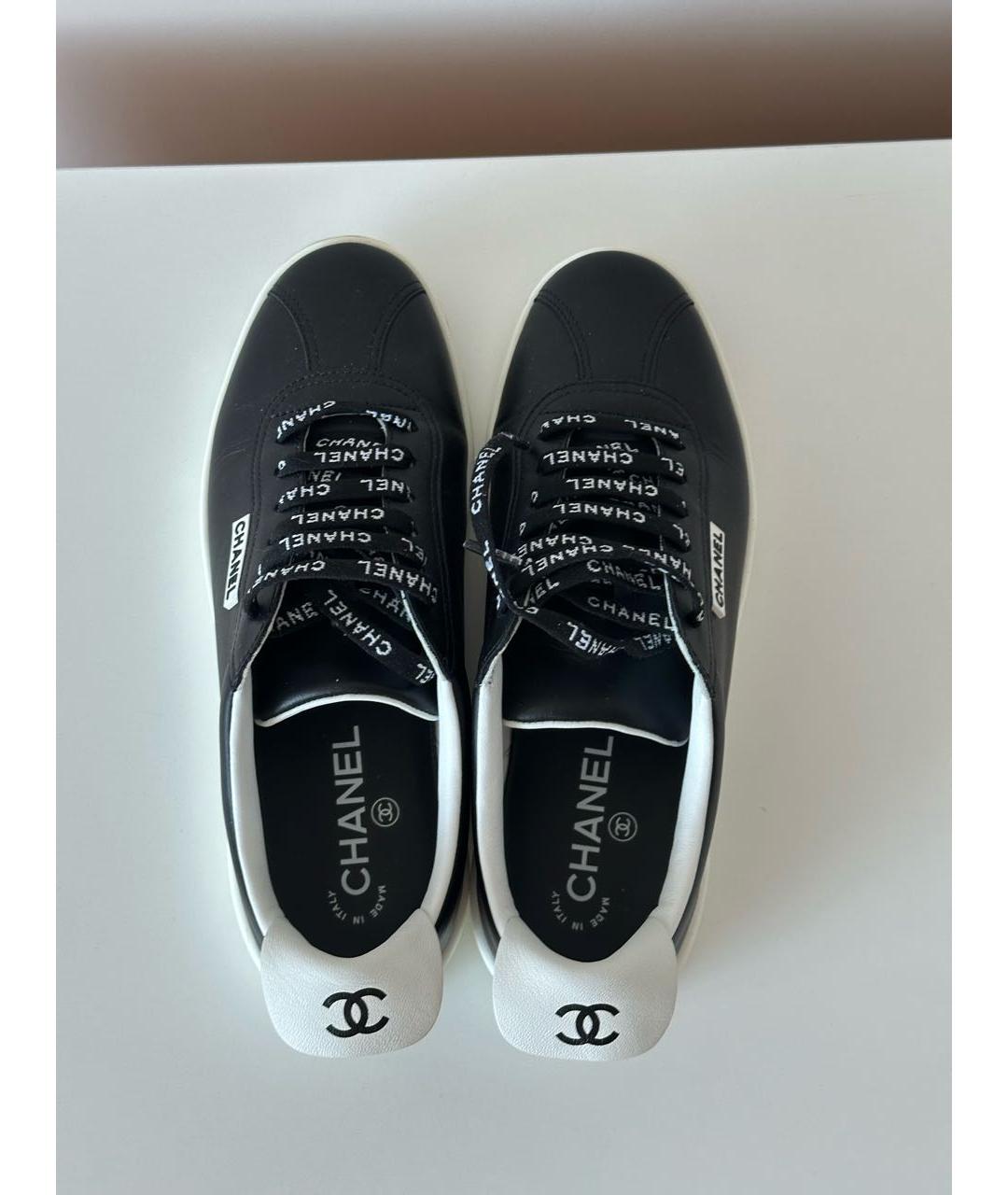 CHANEL Черные кожаные кеды, фото 3