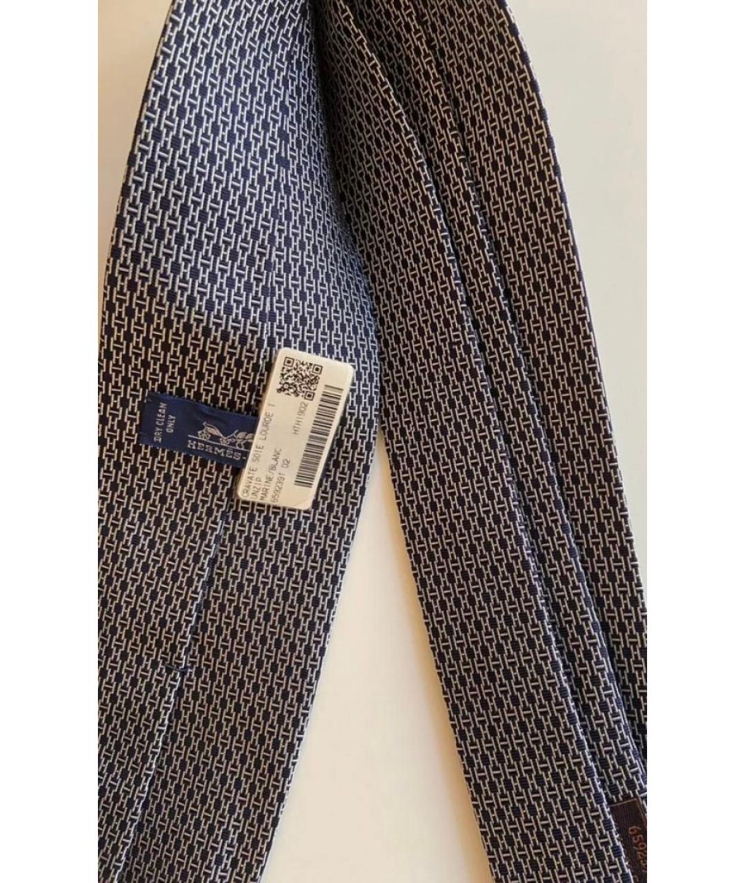 HERMES Синий шелковый галстук, фото 4