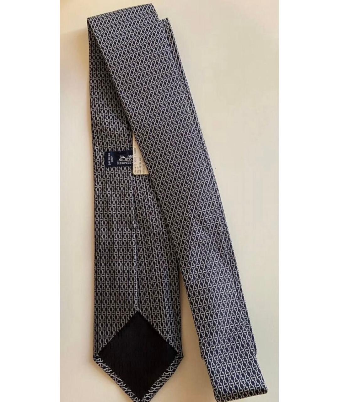 HERMES Синий шелковый галстук, фото 2