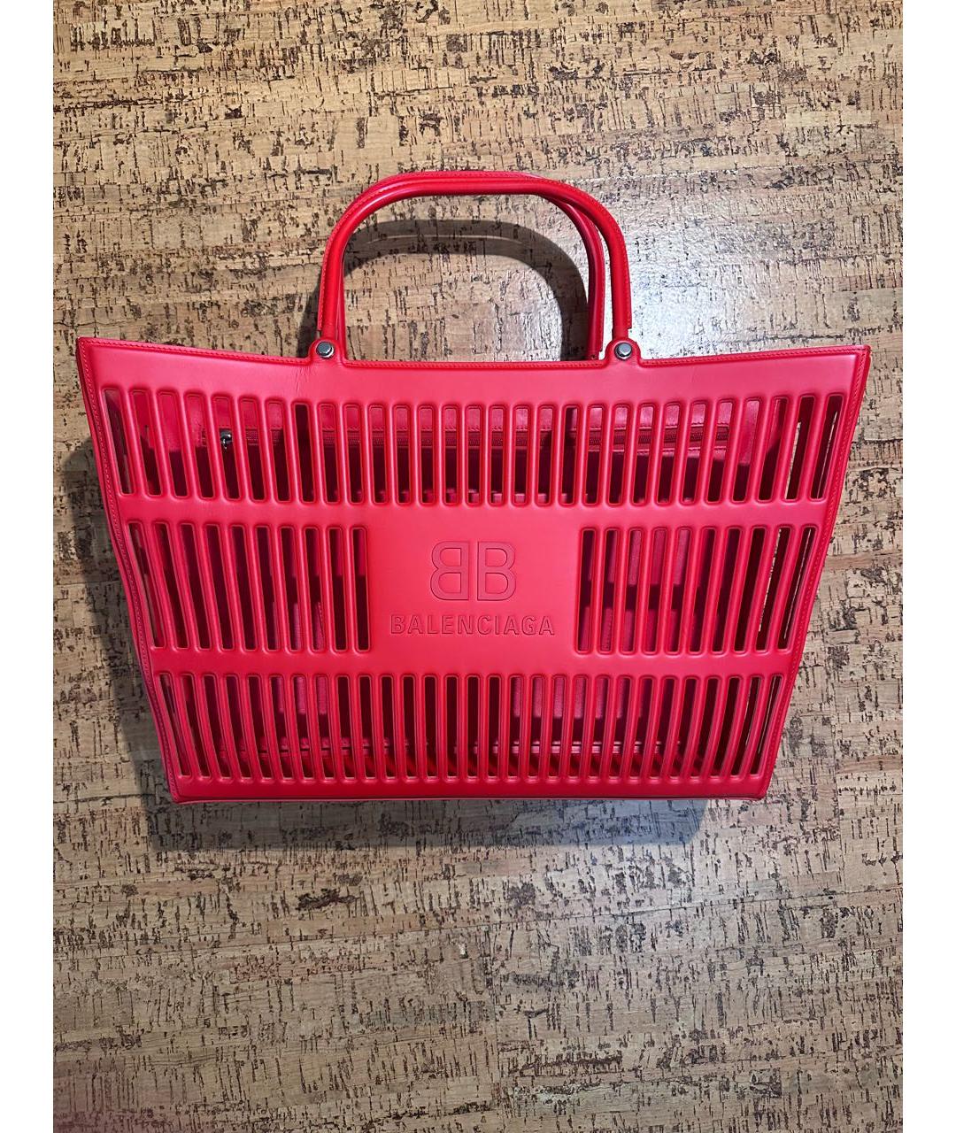 BALENCIAGA Красная кожаная сумка тоут, фото 8