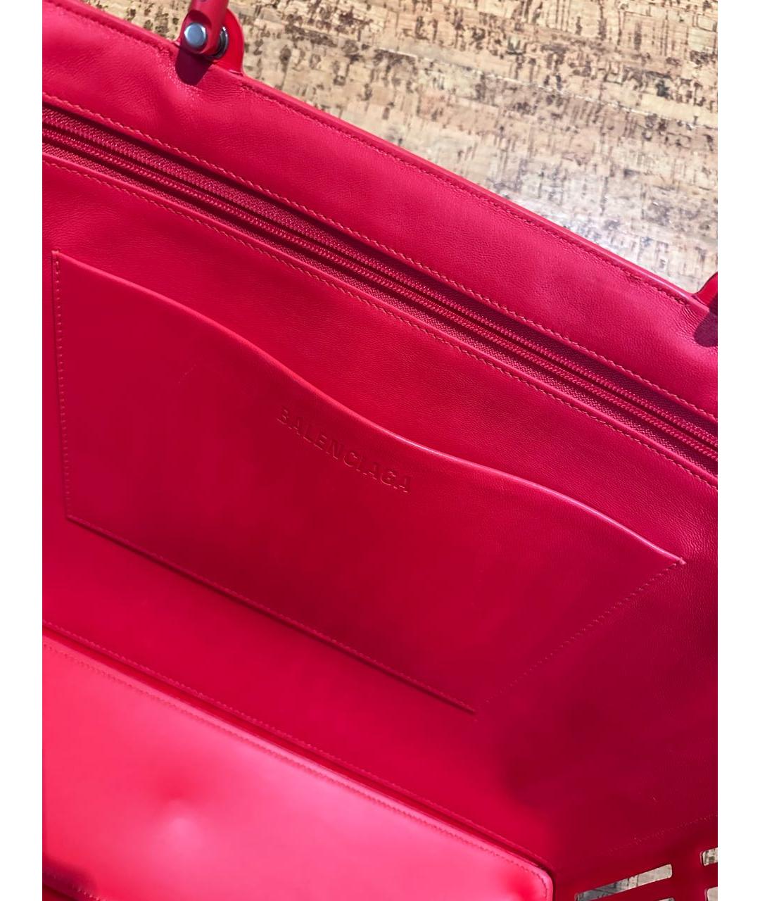 BALENCIAGA Красная кожаная сумка тоут, фото 4