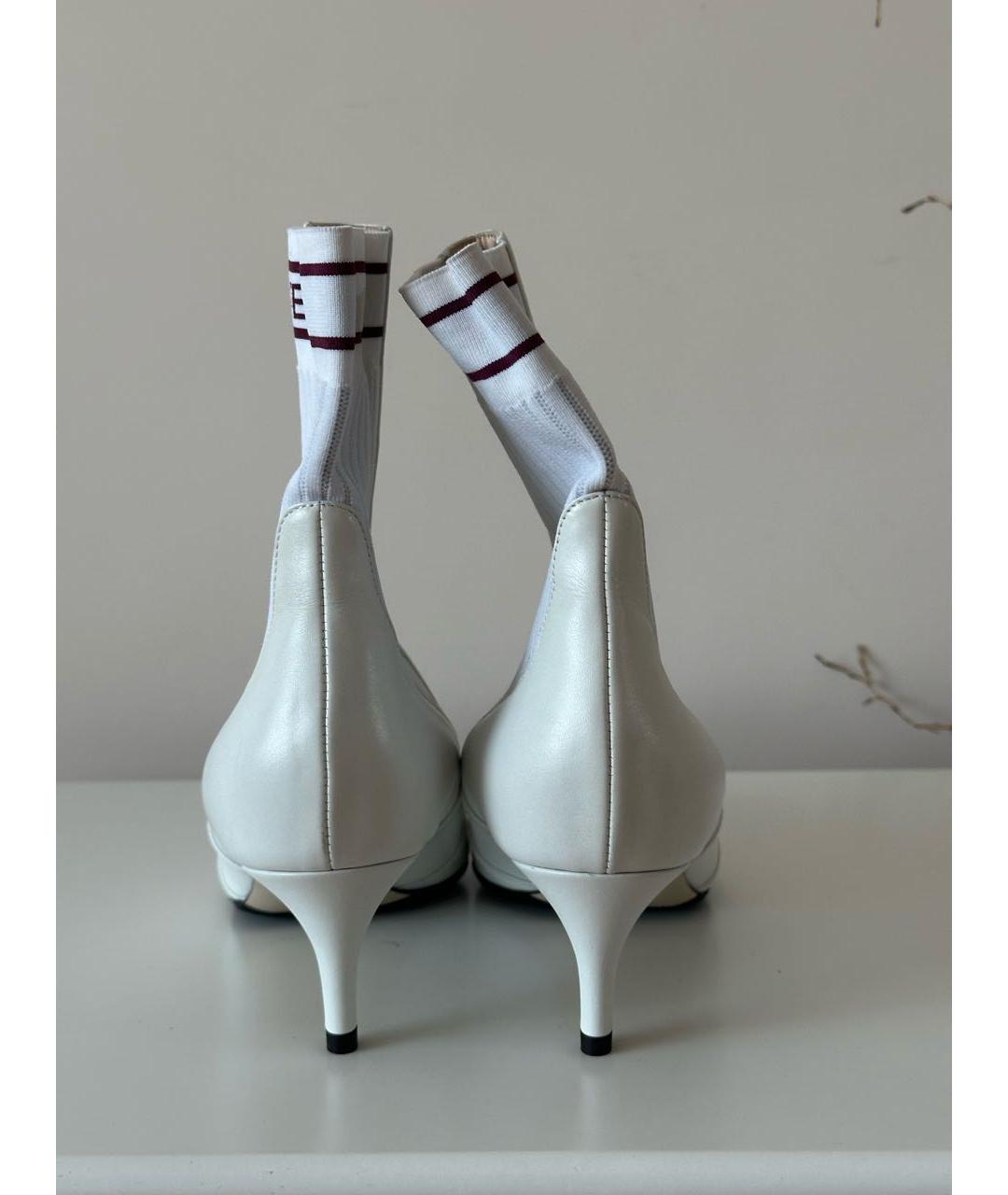FENDI Белые кожаные ботильоны, фото 4