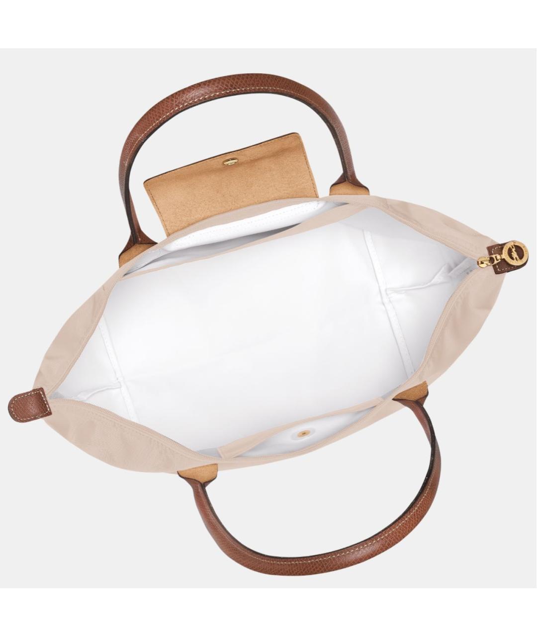 LONGCHAMP Бежевая кожаная сумка тоут, фото 4