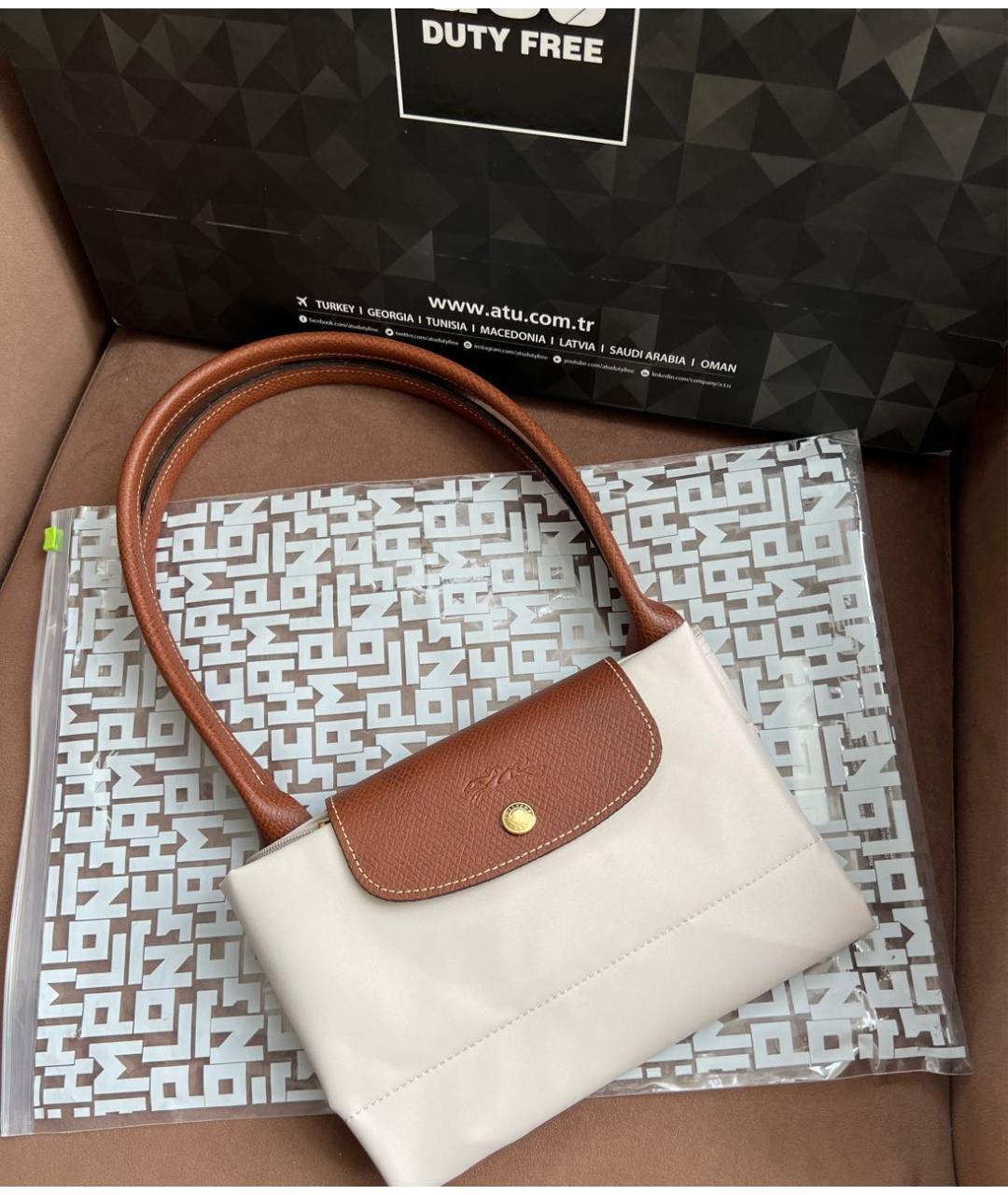 LONGCHAMP Бежевая кожаная сумка тоут, фото 5