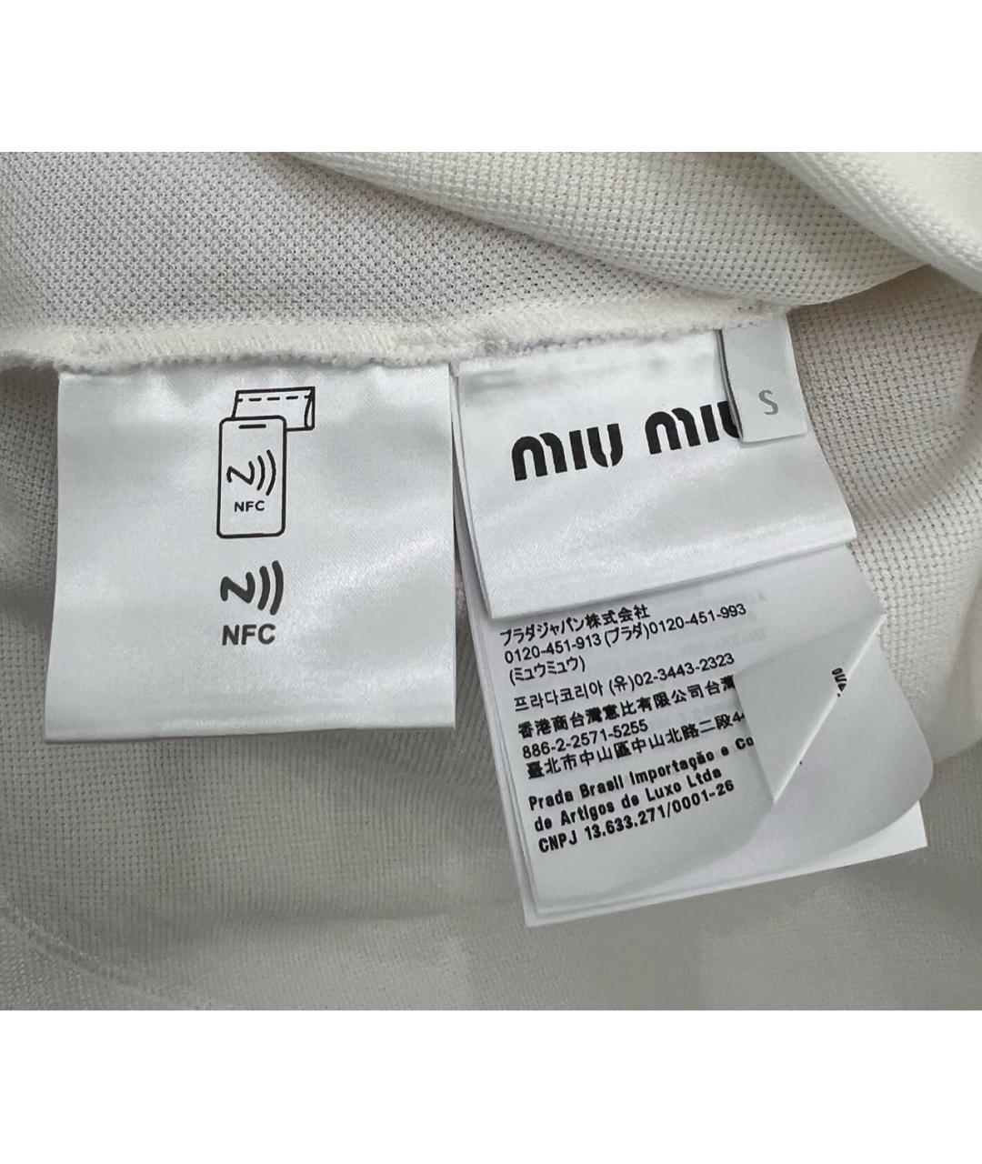 MIU MIU Белая хлопковая футболка, фото 4