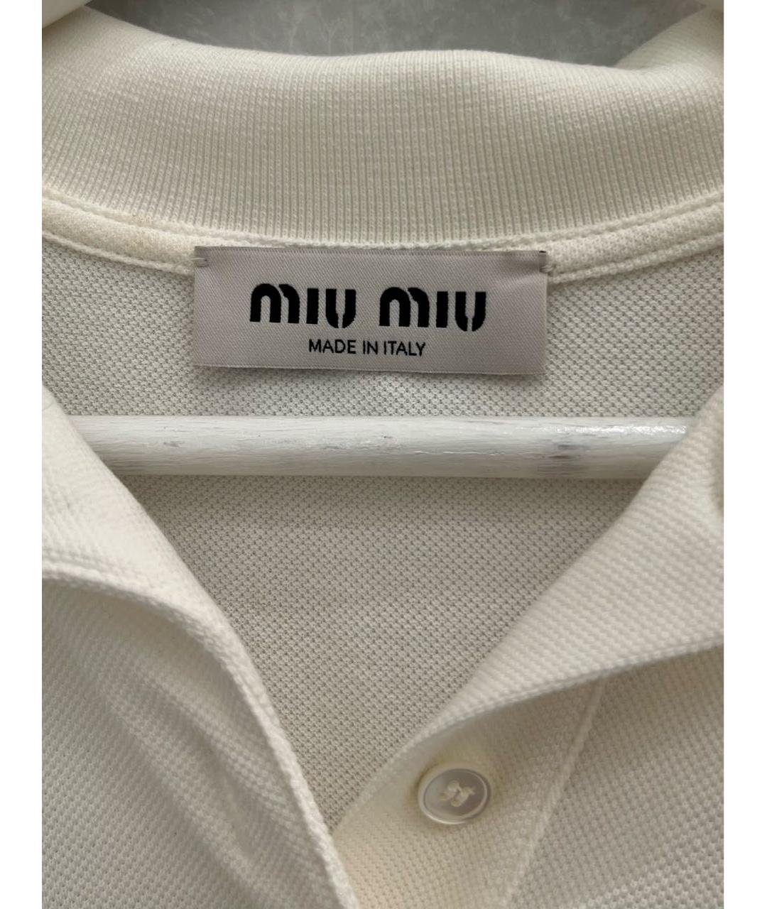MIU MIU Белая хлопковая футболка, фото 3