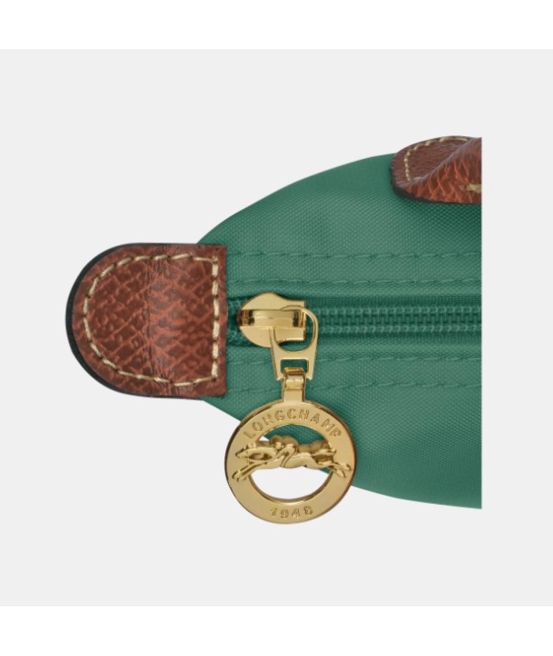 LONGCHAMP Зеленая кожаная сумка с короткими ручками, фото 4