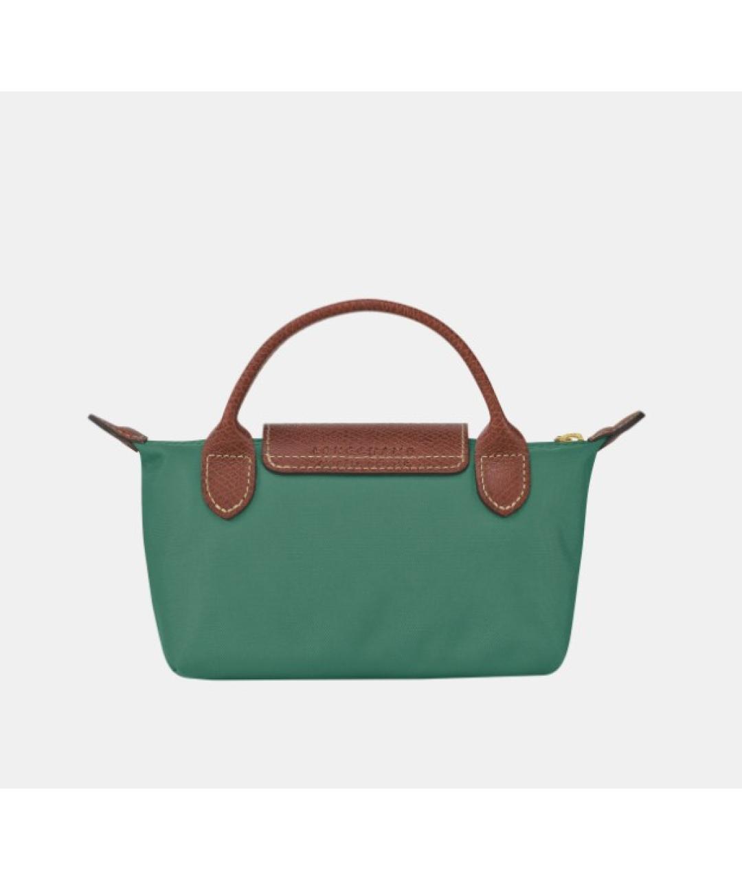 LONGCHAMP Зеленая кожаная сумка с короткими ручками, фото 3
