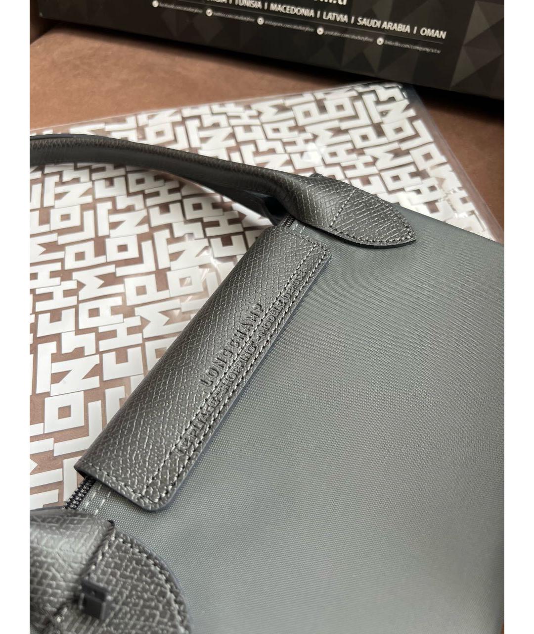LONGCHAMP Серая кожаная сумка тоут, фото 6