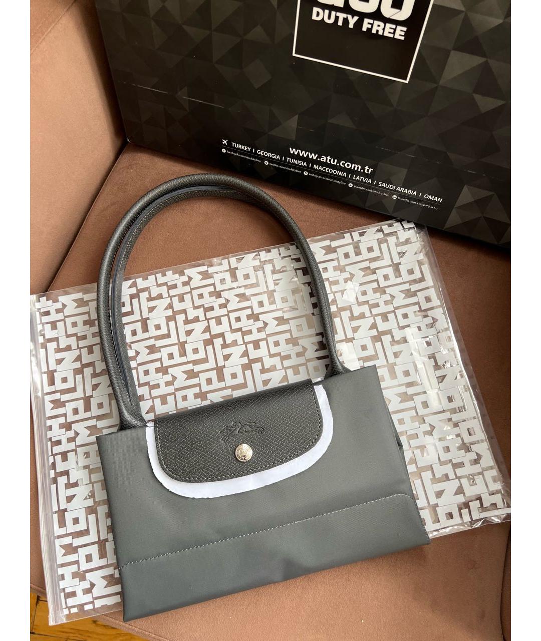 LONGCHAMP Серая кожаная сумка тоут, фото 5