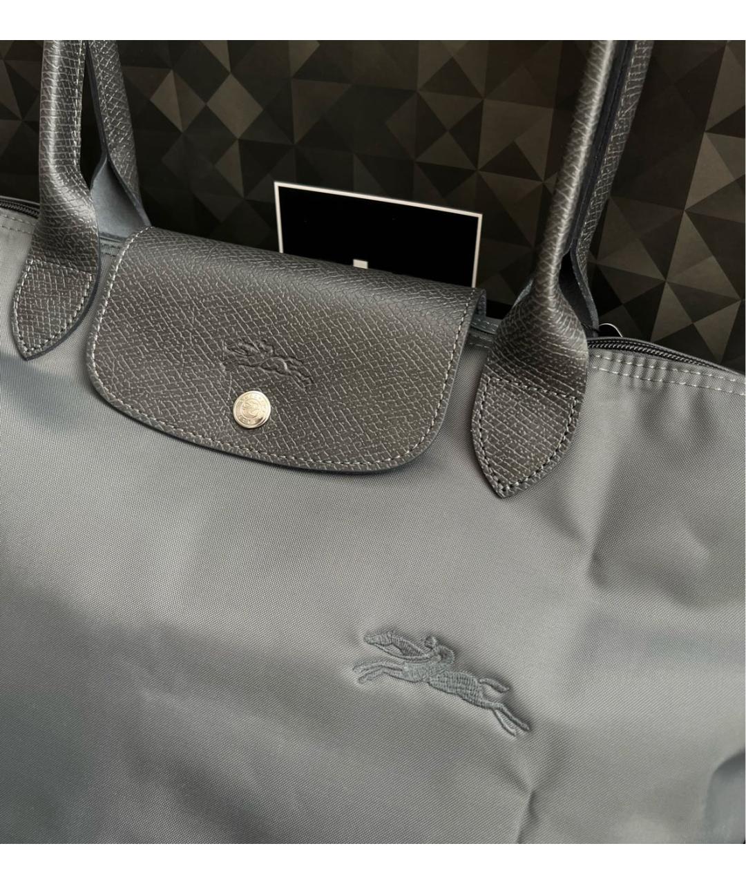 LONGCHAMP Серая кожаная сумка тоут, фото 7