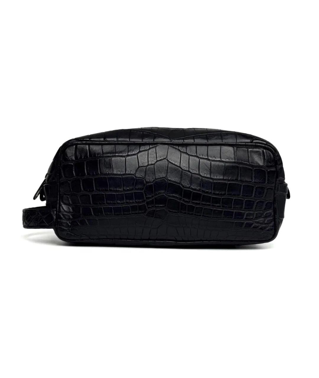 BOTTEGA VENETA Черная кожаная барсетка, фото 2