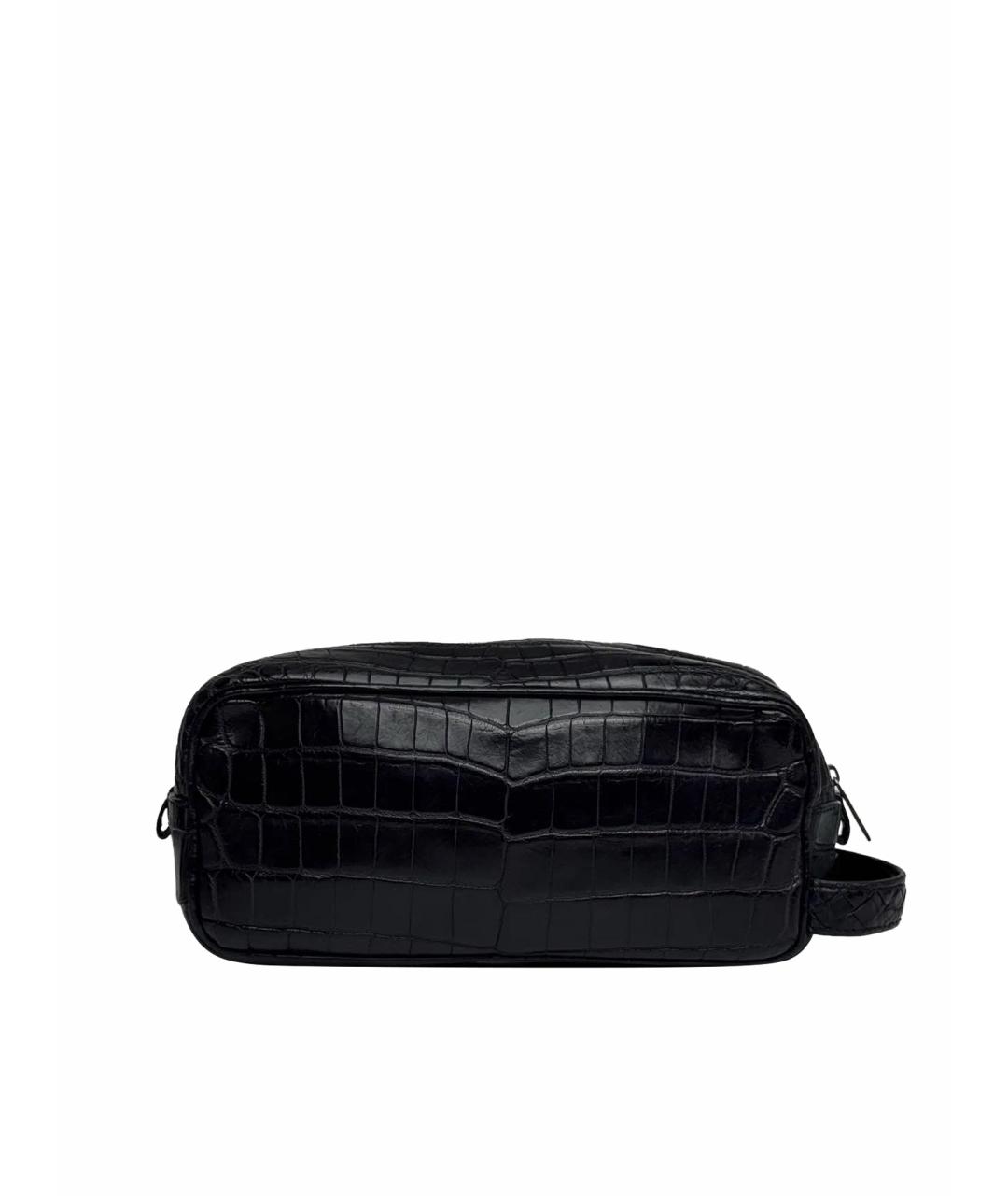 BOTTEGA VENETA Черная кожаная барсетка, фото 1