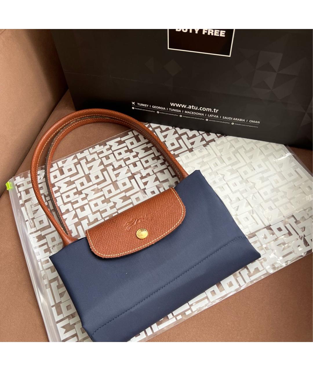 LONGCHAMP Темно-синяя кожаная сумка тоут, фото 5