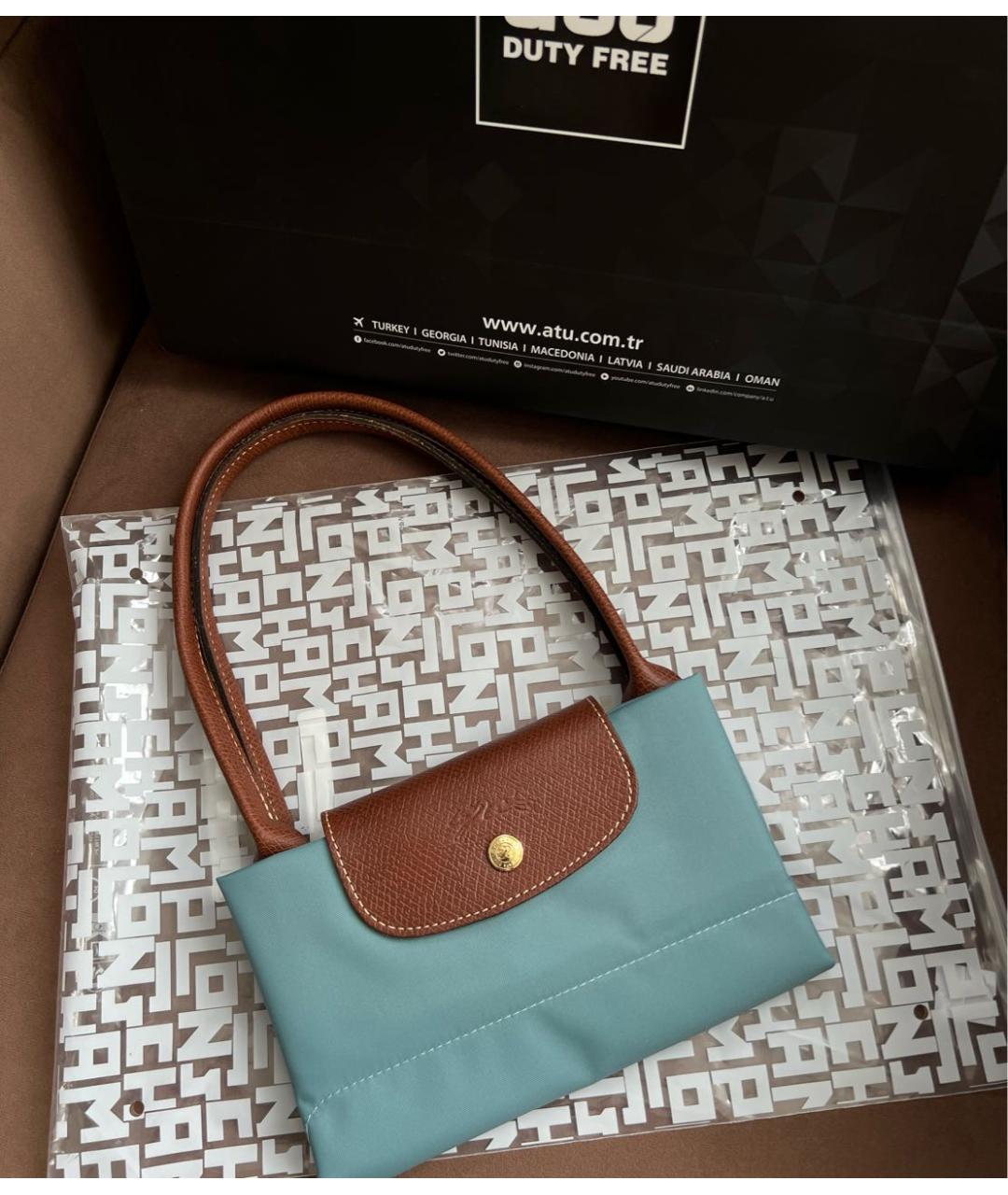 LONGCHAMP Голубая кожаная сумка тоут, фото 5